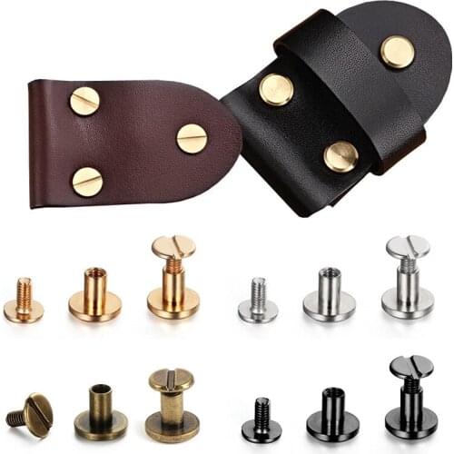10Sets Copper Round Flat Head Leather Fasteners Sturdy Binding Rivets Male and Female Screws Belt Accessories Garment Trimmings