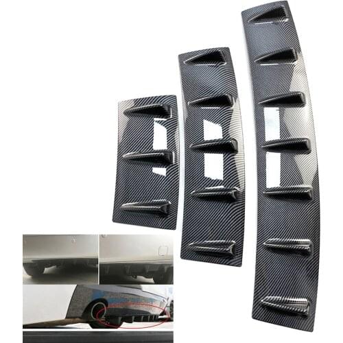 HOT Car Rear Bumper Lip Diffuser 3 Fin Shark 5 Fin Style Car Back Bumper Spoiler Lip Splitter Car-Styling Carbon Fiber Top