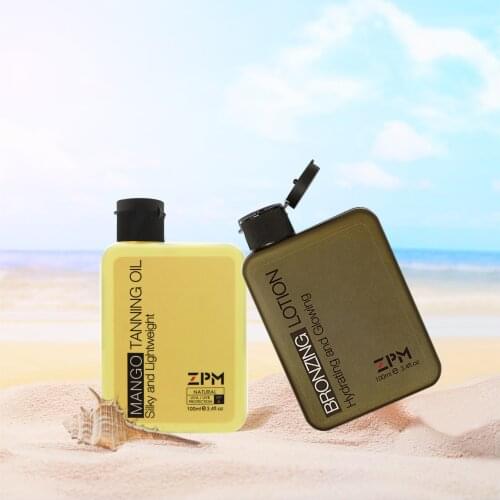 ZPM Mango Tanning Oil+bronzing Lotion SPF 6 Broad Spectrum Coconut Oil,Vintam E Hypoallergenic 3.4oz./100mlx2