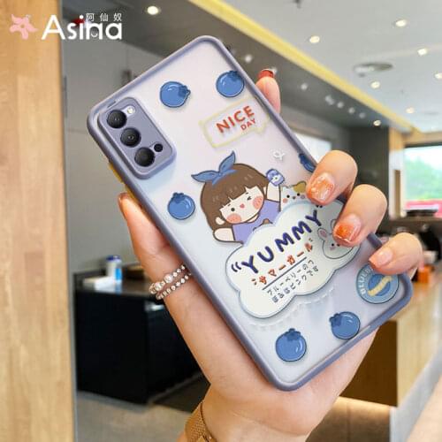 ASINA Matte Transparent Case For OPPO Reno 2 3 4 5 Pro Cute Cartoon Hard PC Cover Bumper For Realme X7 Find X3 Lite Funda Coque