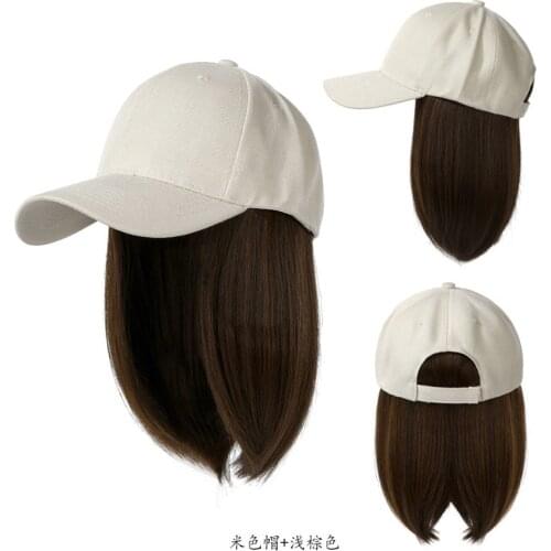 202105-xionba-yiti fashion hat patchwork system False hair Non detachable lady baseball hat women leisure visors cap