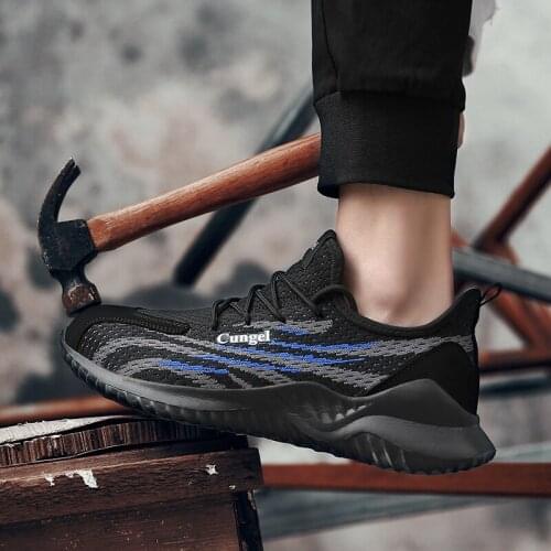 Mens Steel Toe Safety Shoes Work Shoes For Men lightweight Breathable Anti-Smashing Non-Slip Construction Work Sneakers