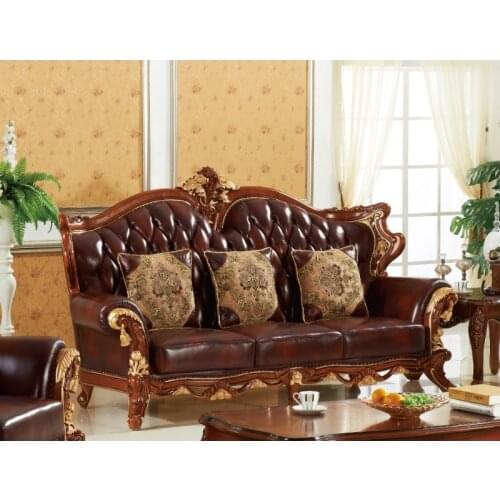 Antique style leather sofa sets 1 2 3 for living room luxury series with very competative price from real factory WA536