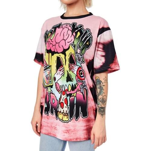2019 New Halloween Hipster Teen Boys Girls summer t-shirt Tie-Dyed Streetwear Rot Your Brain Letters Printed Skulls T Shirts