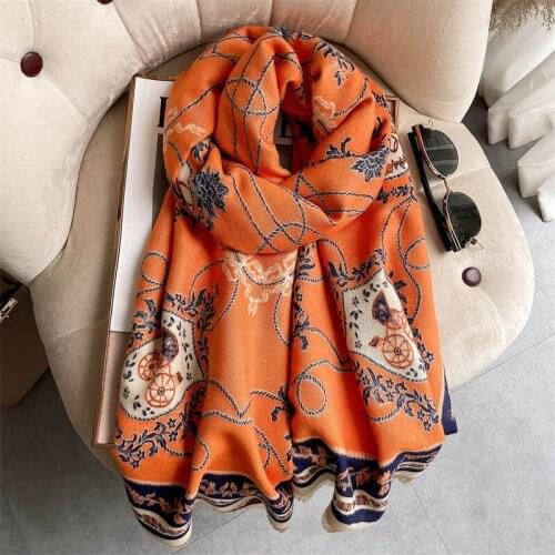 2021 New Shawl Winter Cashmere Scarf Women Print Thick Pashmina Warm Blanket Wraps Tassel Bufanda Stoles Luxury Echarpe