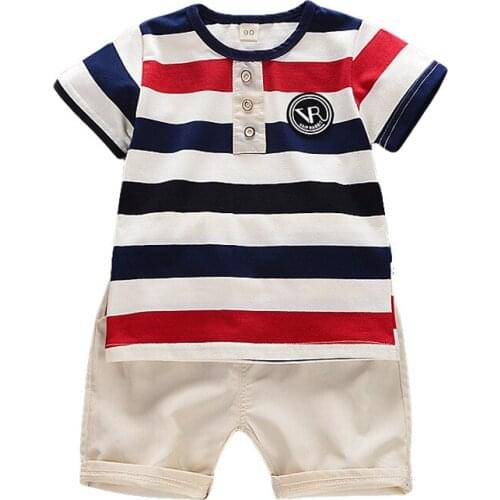 New Infant Boy Summer Fashion Clothing Set Baby Girls Stripe Short-sleeved T-shirt+Shorts 2-Piece Suits Toddler Kids Clothes