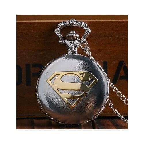 New Arrival Cool Silver gold Theme Pocket Watch Blue Dial Quartz Watch With Chain Necklace Gift