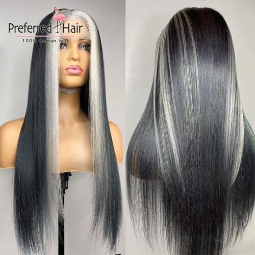 Preferred Ash Blonde Stgraight Highlight Wig Brazilian Remy Pre Plucked 13x6 Lace Front Wig Transparent Lace Wigs for Women
