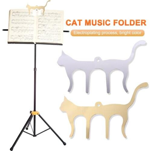 Piano Music Score Folder Metal Cat Shaped Page Clamp Paper Book Note Clips