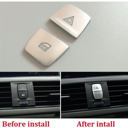 Car Warning Light Button Cover frame sticker For BMW 1 2 Series Coupe F22 F20 F52 Two Sedan Auto Accessories