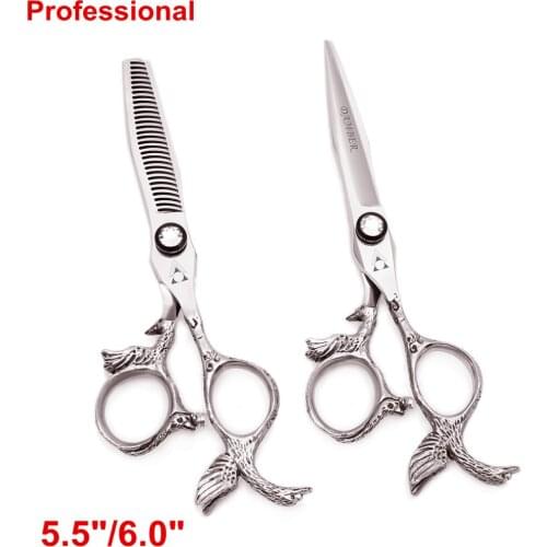 50 Pcs 5.5 6.0 Professional Hairdressing Scissors Thinning Barber Scissors Hair Cutting Scissors Haircut 440C Japan Steel 9023
