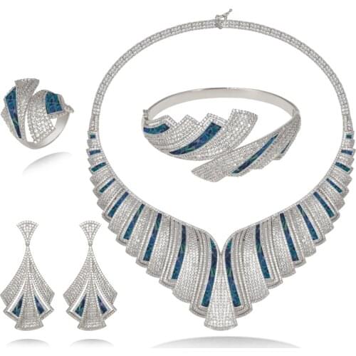 Luxury 4PCS CZ Jewelry Set Indian Bridal 2019 Nigeria Broken Shells China Fashion Wedding & Engagement Jewelry Suppliers