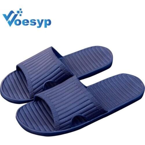 Slippers Men Shoes Women Couple House Flip Flops Soft Blue Stripes Mules Casual Summer Male Shoe Chaussures Femme