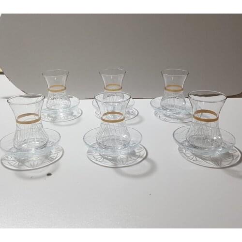 Turkish Tea Cup Set Gold Glitter Embroidered 12 Piece Crown Tea Team Turkish-Arab Tea Tea Sunumları Orient Express five Tea Royal