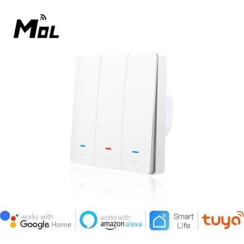 Tuya WiFi Smart Switch 86 EU Light Switch Work with Alexa Google Home 3 gang 2200W Wall Switch Voice Control Smart Life APP