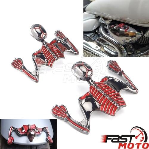 Universal Fender Skeleton Decorative Figure Headlight Skull Ornament Motorcycle Decoration Lighting Steel Skeleton For Honda BMW