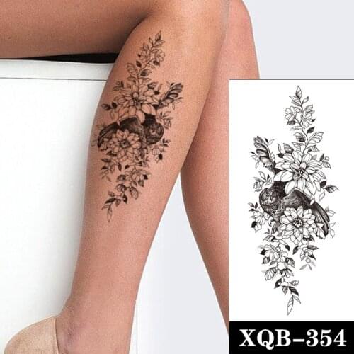 Waterproof Temporary Tattoo Sticker Black Swallow Bird Plain Flower Design Fake Tattoos Flash Tatoos Arm Body Art for Women Girl