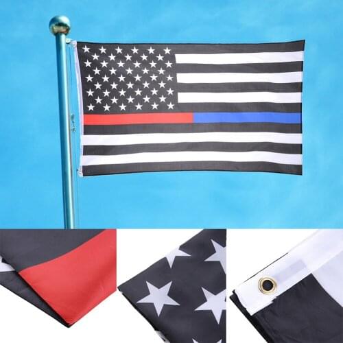 High Quality 90*150cm Polyester Thin Blue Red Line USA Police & Fire respect and honor law enforcement Flag Activity Decoration