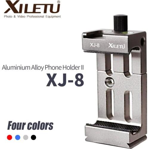 XJ-8 Mobile Phone Holder Clip Tripod Head Bracket for Smart Phone Flashlight Microphone with Spirit level and Cold Shoe Mount