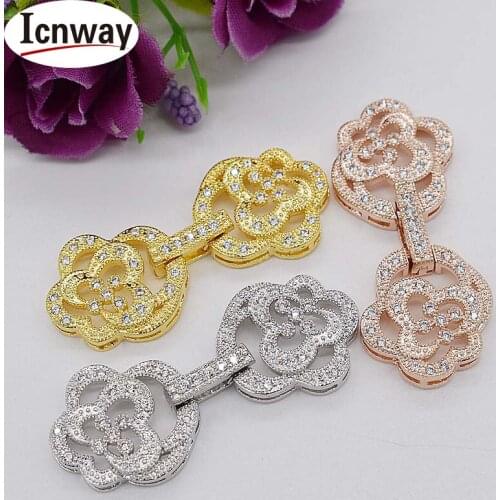 2pcs Rhinestone inlay Gold&silver Plated Clasps 1.5*3.3cm For DIY bracelet necklace Free shipping wholesale