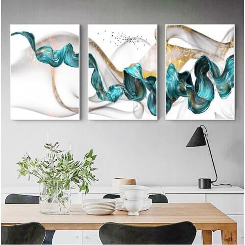 Green Drifting Flying Abstract Wall Art Picture Canvas Painting Poster Print Decor Wall Art Pictures Living Room Decoration