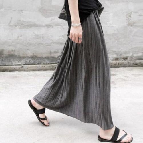2020 Summer New Arrival All Match Slim Modal Cotton Pleated Skirt Ankle-Length High Waist Vintage Skirt Women Free Shipping