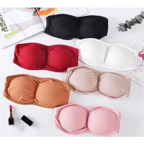 Women Sexy Strapless Bra Tube Tops Invisible Crop Top Bra Bandeau Top Comfortable Back Closure Female Intimates