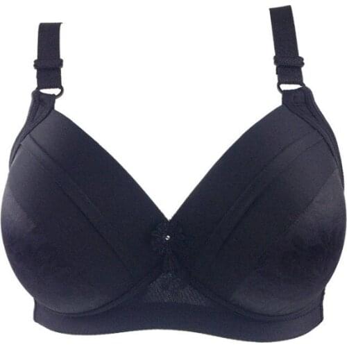 Simple black Bra for Women Polyester Cotton Comfortable Breathable Underwear Plus Size 75 80 85 90 95 A B C Cup bralette C05