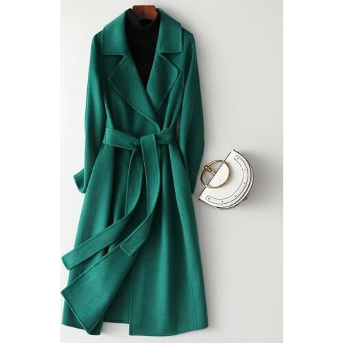 Autumn Winter New Wool Coat Women Overcoat Korean Fashion Long Wool Jacket Pocket Loose Double Sided Woolen Coat Women Outwear