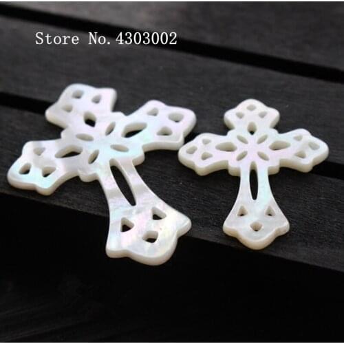 10pcs/lot 24x30mm Natural Hollow Cross Mother of Pearl shell for DIY Jewelry Hollow Cross MOP Pearl shell Beads