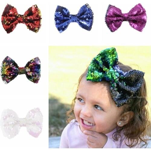 10pcs/lot Sequin Hair Bows with Clip for Baby Girls Boutique Handmade Hair Clips Hair Accessories Photography Props Kids Gifts