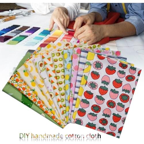 12PCS Cotton Fabric Fruit Pattern Christmas Cotton Sewing Cloth,DIY Handmade Sewing Patchwork Fabric