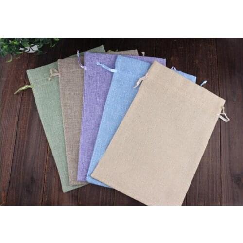 16*20cm 50pcs Handmade Jute Drawstring Burlap Bags For Wedding Party Christmas Gift Jewelry Pouches Packaging Bags