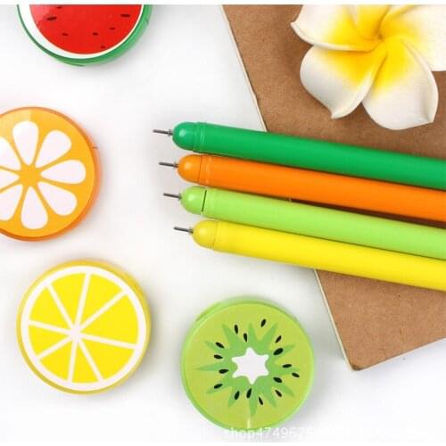 16 PCs Creative Cartoon Fruit Gel Pen Korean Stationery Student Prizes Kawaii Pen School Writing Stationery Gel Ink Pens