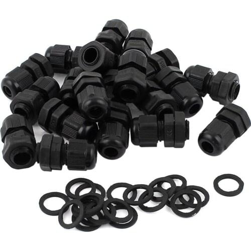 20 Pcs M12 Plastic 3-6.5mm Dia Waterproof Cable Glands Connector