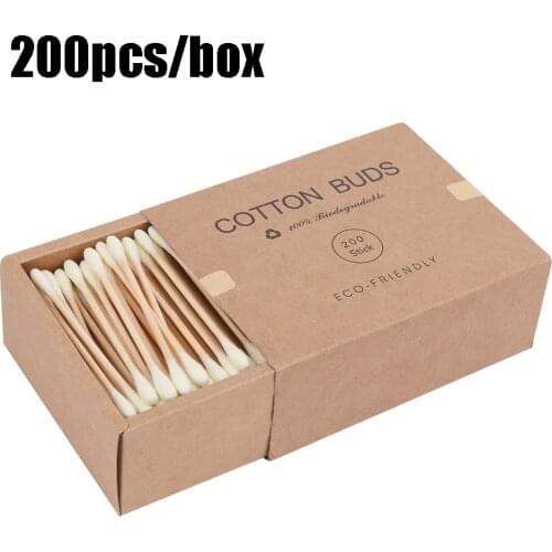 200Pcs Disposable Cotton Swab Double Head Nose Ears Lip Cleaning Cotton Buds Sticks Eyelash Extension Glue Removing Makeup Tools