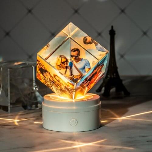 3D Rotating base diy Crystal Photo Frame Personalized Wedding Anniversary Birthday Mom Valentines Day Lover' Pictures Album