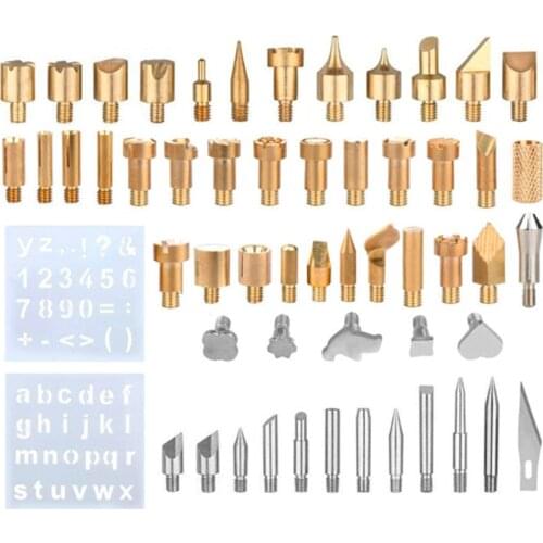 57pcs/set Wood Embossing Burning Pen Tip Stencil Soldering Iron Pyrography Working Carving Tool Kit For Hobby Craft