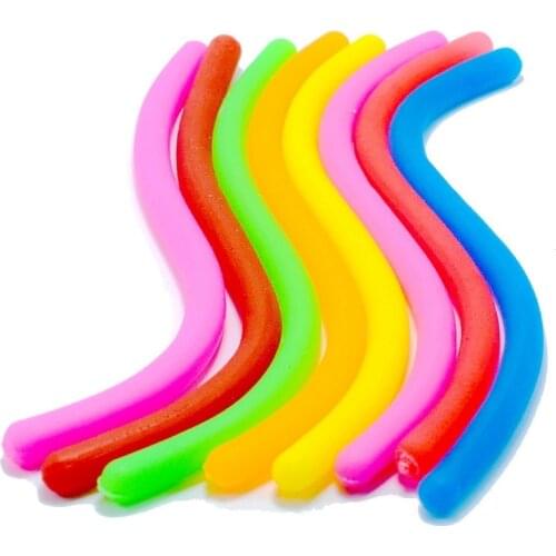 6Pcs Soft Rubber Sausage Noodle Stretch String Rope Decompression Toy Stretchy Fidget Relief Stress Vent Toys Kid Christmas Gift