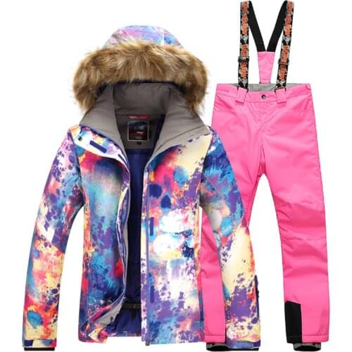 Free Shipping Gsou Snow winter ski jackets suit for women snow skiing jacket pants women Waterproof skiing suit woman