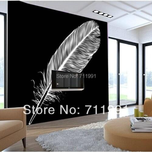 Free shipping custom mural wallpaper wallpaper living room sofa bedroom TV backdrop painted personalized fashion black feather
