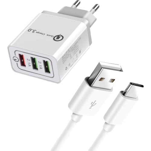 Quick Charge 3.0 18W QC 3.0 4.0 Fast Charger USB Mobile Phone Charger Type-c USB Charging Cable For Google Pixel 3 4 3A XL Sony
