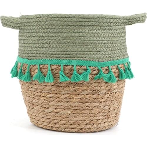 Plant Container Storage Boxes Straw 16*16*13cm Suitable For Indoor With Waterproof Plastic Lining Home Seaweed Flowerpot Basket