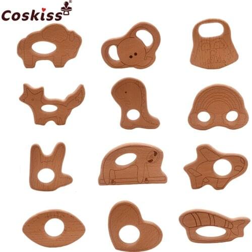 Wooden Teether Toy Baby Safe Nurse Breastfeeding Chew Training Toddler Unwaxed Beech Wooden eco-friendly Organic Baby Teether