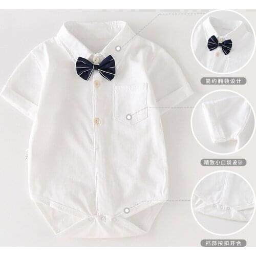 Childrens Clothing Summer Cotton Baby One-piece Korean Boy Short-sleeved Romper Childrens Top Baby Triangle Bag Fart Clothing