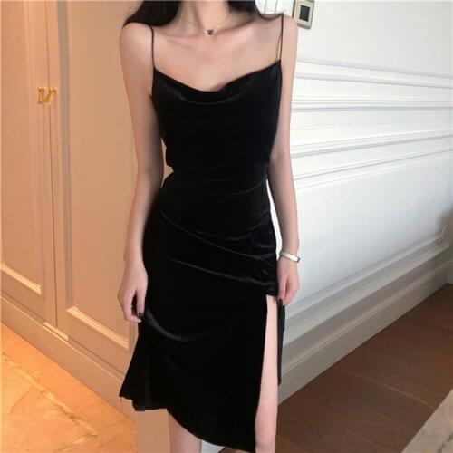 Gothic Party Christmas womens dress Elegant Maxi Dresses Woman Fall Plus Size Clothes Black Suspender Bodycon Sexy for Velvet