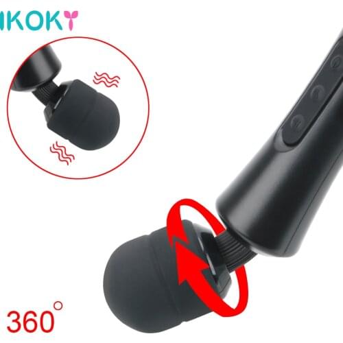 IKOKY 20 Frequency 8 Speed Powerful Magic Wand Vibrator Huge Head AV Rod Sex Toys for Women Body Massage Vibrator