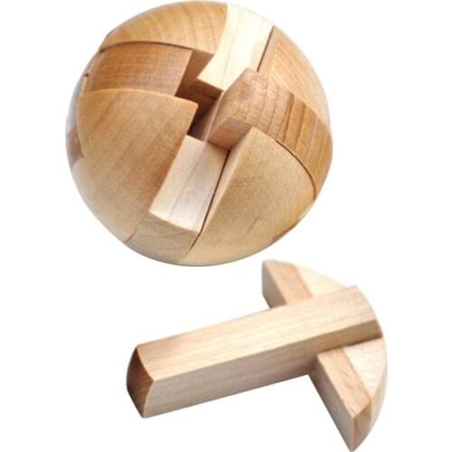 Classic Wooden Puzzle Intelligence Sphere Chinese Brain Teaser Game Kid Adult Toy