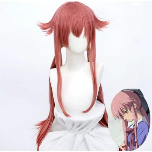 Costume Anime Future Diary Cosplay Mirai Nikki Gasai Yuno Cosplay Long Pink Straight Womens Girl Heat Resistant Cosplay