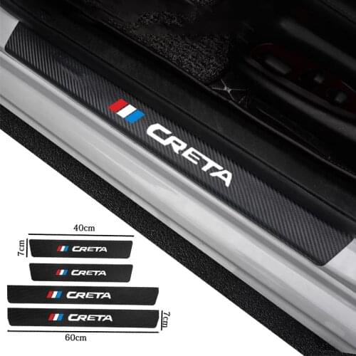 Leather Carbon Fiber Car Door Sill Protector Vinyl Decal Stickers For Hyundai Creta ix25 i30 Tucson Sonata Solaris Accessories